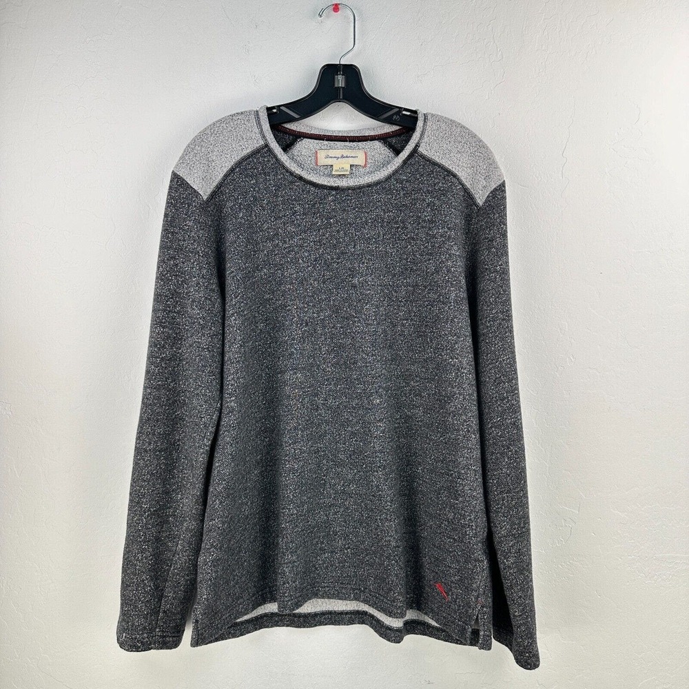Tommy Bahama Sweater Mens Large Gray Knit Long‎ Sleeve Pullover Cozy Heather